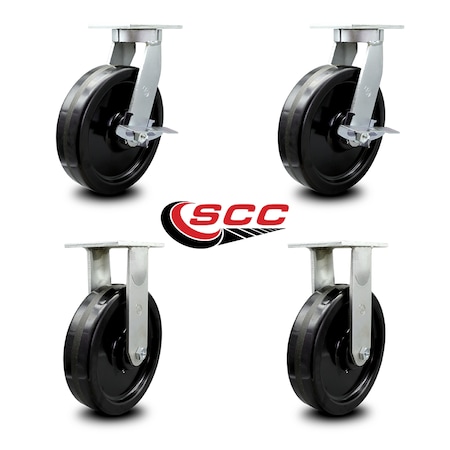 Service Caster 12 Inch Extra Heavy Duty Phenolic Wheel Swivel Caster Brakes 2 Rigid SCC, 2PK SCC-KP92S1230-PHR-SLB-2-R-2